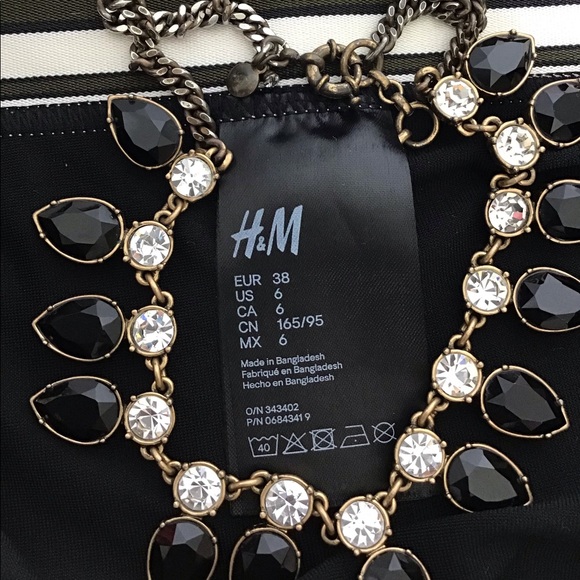 H&M Black & Olive Green Striped High Waisted Bikini Bottom Size 6 - Picture 7 of 7